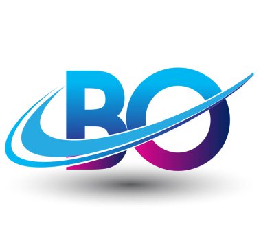 İlk harf BO logotype şirketi adı mavi ve morumsu çizim. iş ve şirket kimliği için vektör logosu.