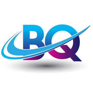 İlk harf BQ logotype şirketi adı mavi ve morumsu çizim. iş ve şirket kimliği için vektör logosu.