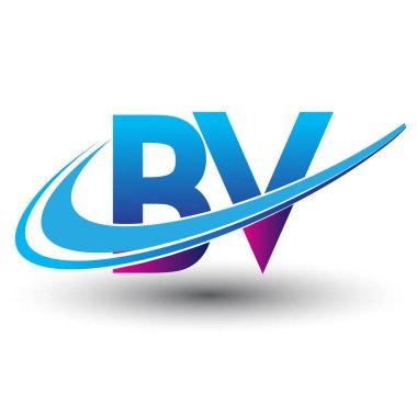 İlk harf BV logotype şirket adı mavi ve morumsu çizim. iş ve şirket kimliği için vektör logosu.