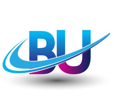 İlk harf BU logotype şirket adı mavi ve morumsu çizim. iş ve şirket kimliği için vektör logosu.