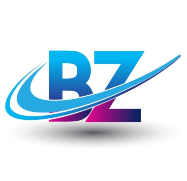 İlk harf BZ logotype şirket adı mavi ve morumsu çizim. iş ve şirket kimliği için vektör logosu.