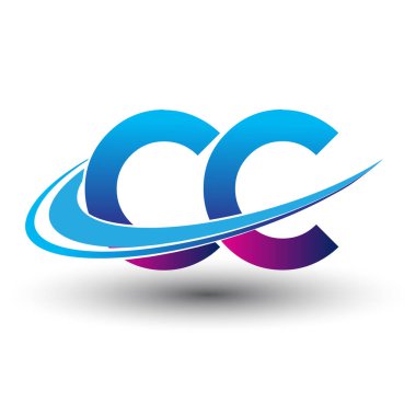 İlk harf CC logotype şirket adı mavi ve morumsu çizim. iş ve şirket kimliği için vektör logosu.
