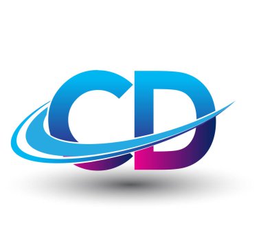 İlk harf CD logotype şirketi adı mavi ve morumsu çizim. iş ve şirket kimliği için vektör logosu.