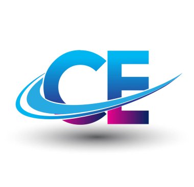 İlk harf CE logotype şirketinin adı mavi ve morumsu çizim. iş ve şirket kimliği için vektör logosu.