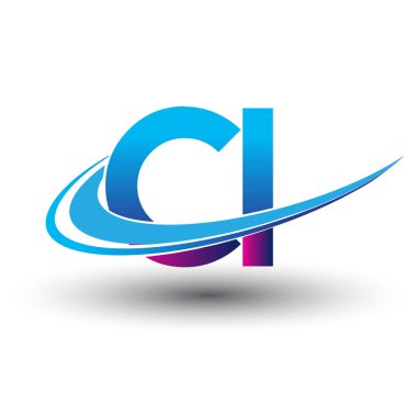 İlk harf CI logotype şirket adı mavi ve morumsu çizim. iş ve şirket kimliği için vektör logosu.
