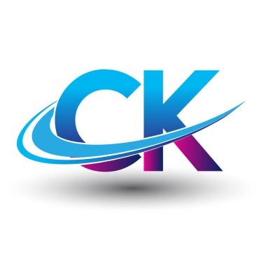 İlk harf CK logotype şirketi adı mavi ve morumsu çizim. iş ve şirket kimliği için vektör logosu.