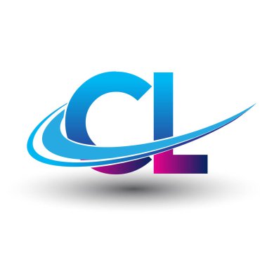 İlk harf CL logotype şirket adı mavi ve morumsu çizim. iş ve şirket kimliği için vektör logosu.
