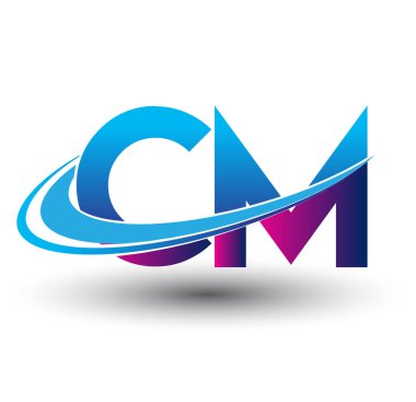 İlk harf CM logotype şirket adı mavi ve morumsu çizim. iş ve şirket kimliği için vektör logosu.