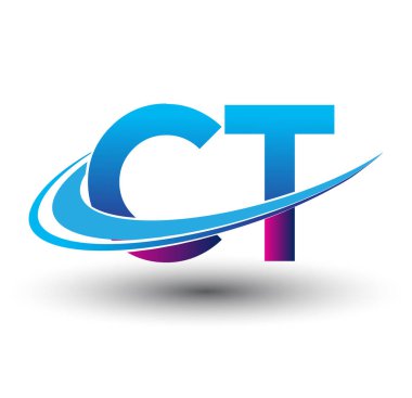 İlk harf CT logotype şirketi adı mavi ve morumsu çizim. iş ve şirket kimliği için vektör logosu.
