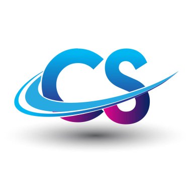 İlk harf CS logotype şirketi adı mavi ve morumsu çizim. iş ve şirket kimliği için vektör logosu.