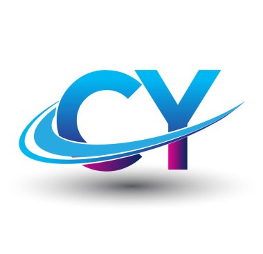 İlk harf CY logotype şirketi adı mavi ve morumsu çizim. iş ve şirket kimliği için vektör logosu.
