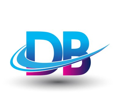 İlk harf DB logotype şirket adı mavi ve morumsu çizim. iş ve şirket kimliği için vektör logosu.