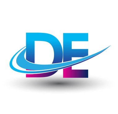 İlk harf DE logotype şirket adı mavi ve morumsu çizim. iş ve şirket kimliği için vektör logosu.