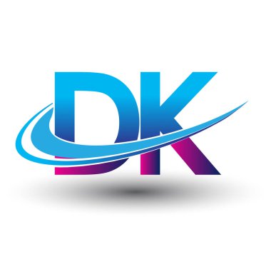 İlk harf DK logotype şirket adı mavi ve morumsu çizim. vektör logosu ve şirket kimliği.