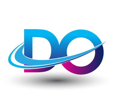 İlk harf DO logotip şirket adı mavi ve morumsu swoosh tasarımı. iş ve şirket kimliği için vektör logosu.