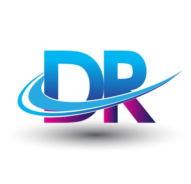 İlk harf DR logotype şirket adı mavi ve morumsu çizim. iş ve şirket kimliği için vektör logosu.