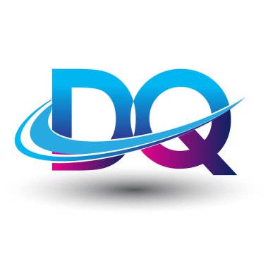 İlk harf DQ logotype şirketi adı mavi ve morumsu çizim. iş ve şirket kimliği için vektör logosu.