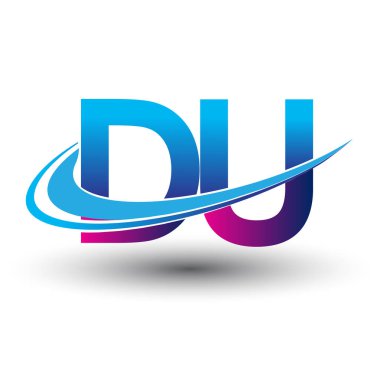 İlk harf DU logotype şirket adı mavi ve morumsu çizim. iş ve şirket kimliği için vektör logosu.