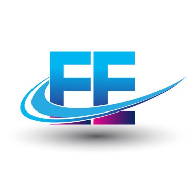 İlk harf EE logotype şirket adı mavi ve morumsu çizim. iş ve şirket kimliği için vektör logosu.