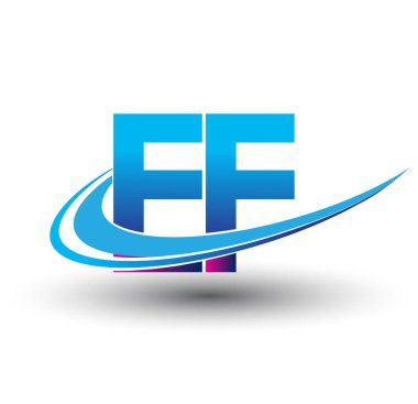 İlk harf EF logotype şirketi adı mavi ve morumsu çizim. iş ve şirket kimliği için vektör logosu.