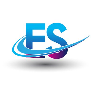 İlk harf ES logotype şirket adı mavi ve morumsu swoosh tasarımı. iş ve şirket kimliği için vektör logosu.