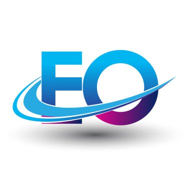 İlk harf EO logotype şirketi adı mavi ve morumsu çizim. iş ve şirket kimliği için vektör logosu.