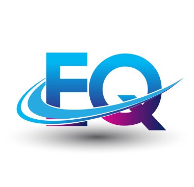 İlk harf EQ logotype şirketi adı mavi ve morumsu çizim. iş ve şirket kimliği için vektör logosu.