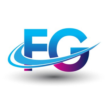 İlk harf FG logotype şirketi adı mavi ve morumsu çizim. iş ve şirket kimliği için vektör logosu.