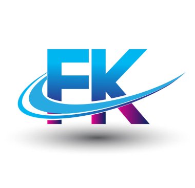 İlk harf FK logotype şirketi adı mavi ve morumsu çizim. iş ve şirket kimliği için vektör logosu.