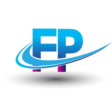 İlk harf FP logotype şirketi adı mavi ve morumsu çizim. iş ve şirket kimliği için vektör logosu.