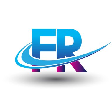 İlk harf FR logotype şirketi adı mavi ve morumsu çizim. iş ve şirket kimliği için vektör logosu.