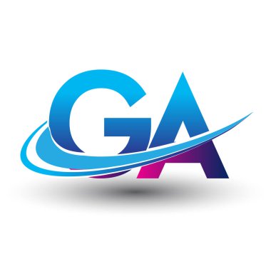 İlk harf GA logotype şirketi adı mavi ve morumsu çizim. iş ve şirket kimliği için vektör logosu.