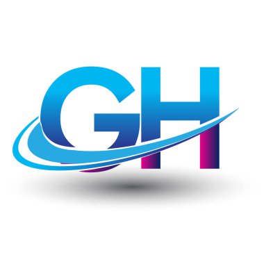 İlk harf GH logotype şirketi adı mavi ve morumsu çizim. iş ve şirket kimliği için vektör logosu.