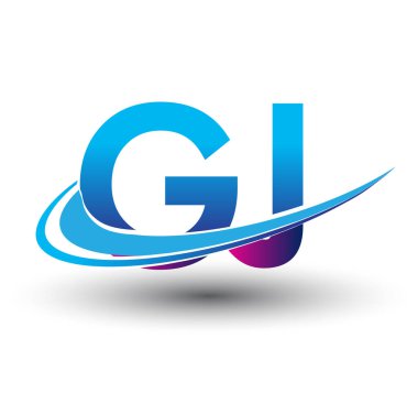 İlk harf GJ logotype şirketi adı mavi ve morumsu çizim. iş ve şirket kimliği için vektör logosu.