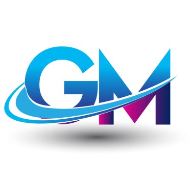 İlk harf GM logotype şirketi adı mavi ve morumsu çizim. iş ve şirket kimliği için vektör logosu.