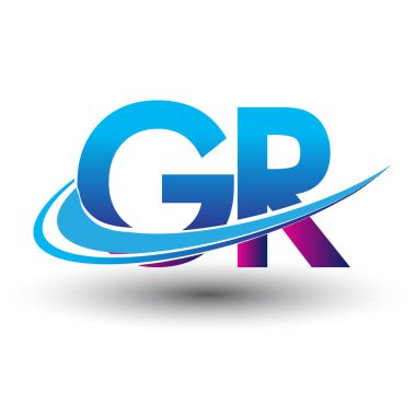 İlk harf GR logotype şirketi adı mavi ve morumsu çizim. iş ve şirket kimliği için vektör logosu.