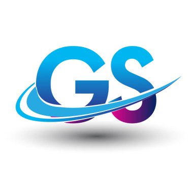 İlk harf GS logotype şirket adı mavi ve morumsu çizim. iş ve şirket kimliği için vektör logosu.