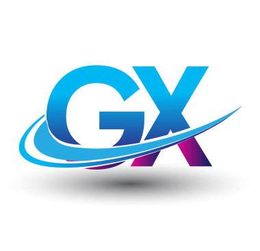 İlk harf GX logotype şirket adı mavi ve morumsu çizim. iş ve şirket kimliği için vektör logosu.