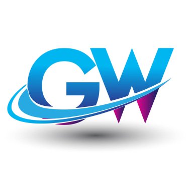 İlk harf GW logotype şirketi adı mavi ve morumsu çizim. iş ve şirket kimliği için vektör logosu.