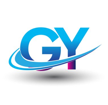 İlk harf GY logotype şirketi adı mavi ve morumsu çizim. iş ve şirket kimliği için vektör logosu.