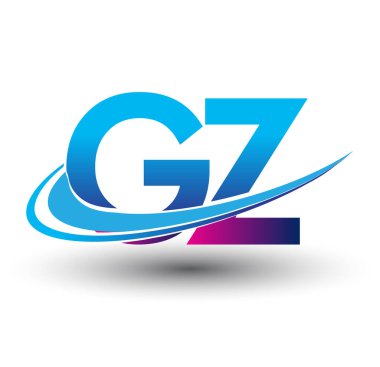İlk harf GZ logotype şirketi adı mavi ve morumsu çizim. iş ve şirket kimliği için vektör logosu.