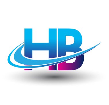 İlk harf HB logotype şirketi adı mavi ve morumsu çizim. iş ve şirket kimliği için vektör logosu.