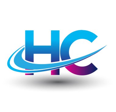 İlk harf HC logotype şirketi adı mavi ve morumsu çizim. iş ve şirket kimliği için vektör logosu.