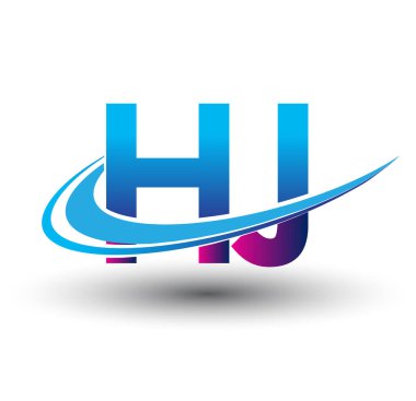İlk harf HJ logotype şirketi adı mavi ve morumsu çizim. iş ve şirket kimliği için vektör logosu.