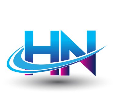 İlk harf HN logotype şirketi adı mavi ve morumsu çizim. iş ve şirket kimliği için vektör logosu.