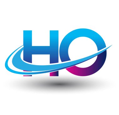 İlk harf HO logotype şirketi adı mavi ve morumsu çizim. iş ve şirket kimliği için vektör logosu.