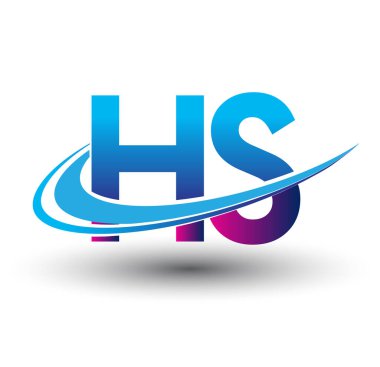 İlk harf HS logotype şirketi adı mavi ve morumsu çizim. iş ve şirket kimliği için vektör logosu.