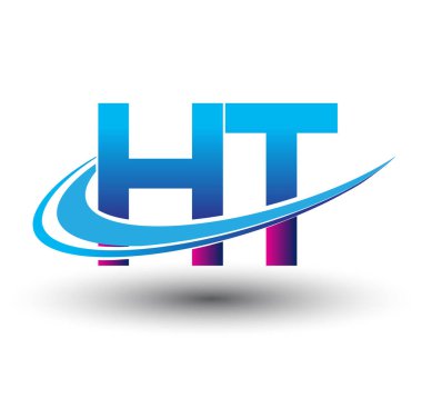 İlk harf HT logotype şirketi adı mavi ve morumsu çizim. iş ve şirket kimliği için vektör logosu.