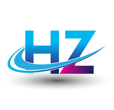 İlk harf HZ logotype şirketi adı mavi ve morumsu çizim. iş ve şirket kimliği için vektör logosu.