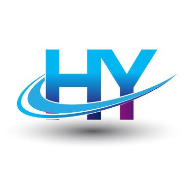 İlk harf HY logotype şirketi adı mavi ve morumsu çizim. iş ve şirket kimliği için vektör logosu.